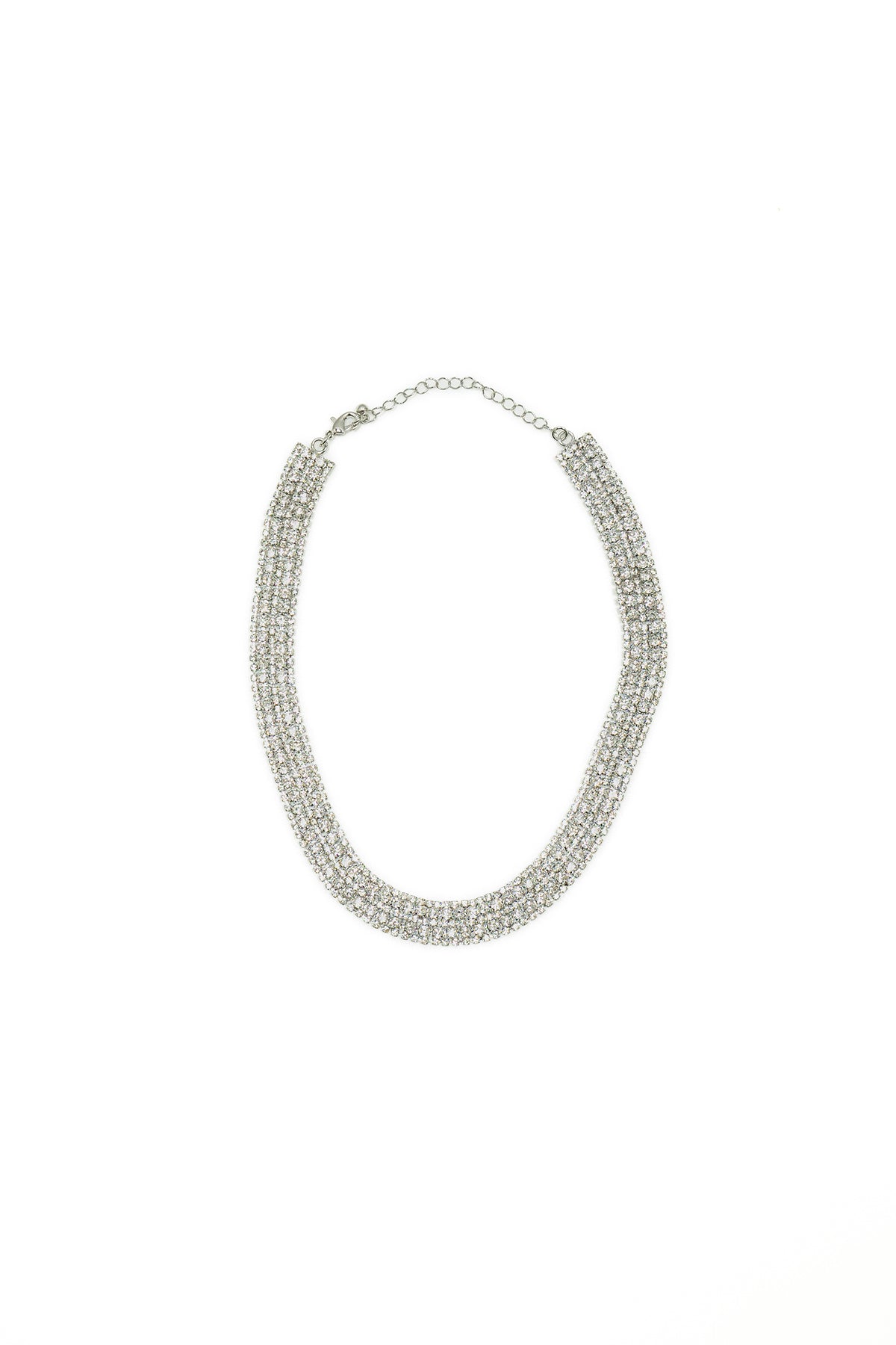 Collana choker 4 fili effetto strass|Colore:Argento