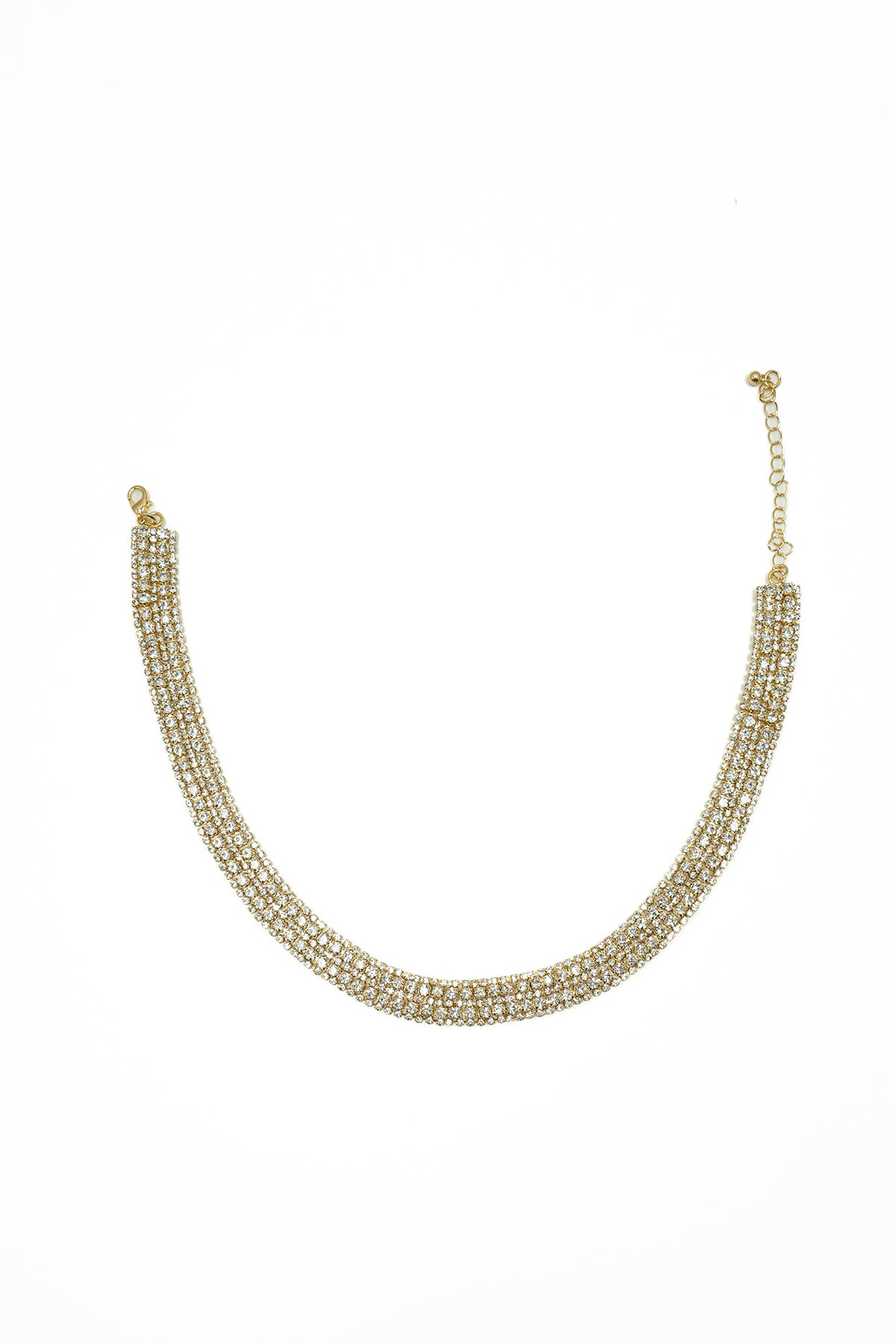 Collana choker 4 fili effetto strass|Colore:Oro