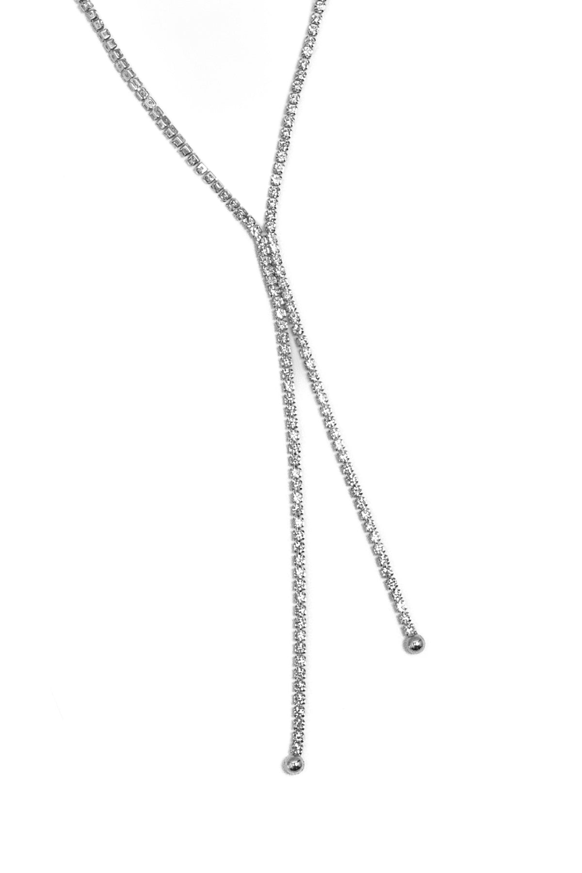 Collana Y con strass|Colore:Argento
