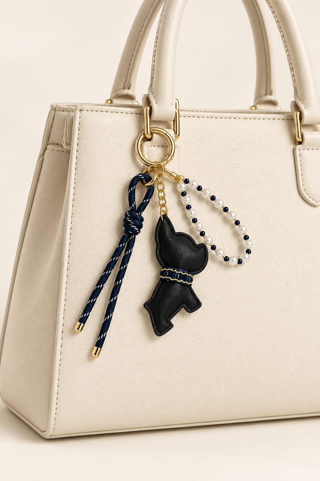 Portachiavi con charm bulldog|Colore:Nero