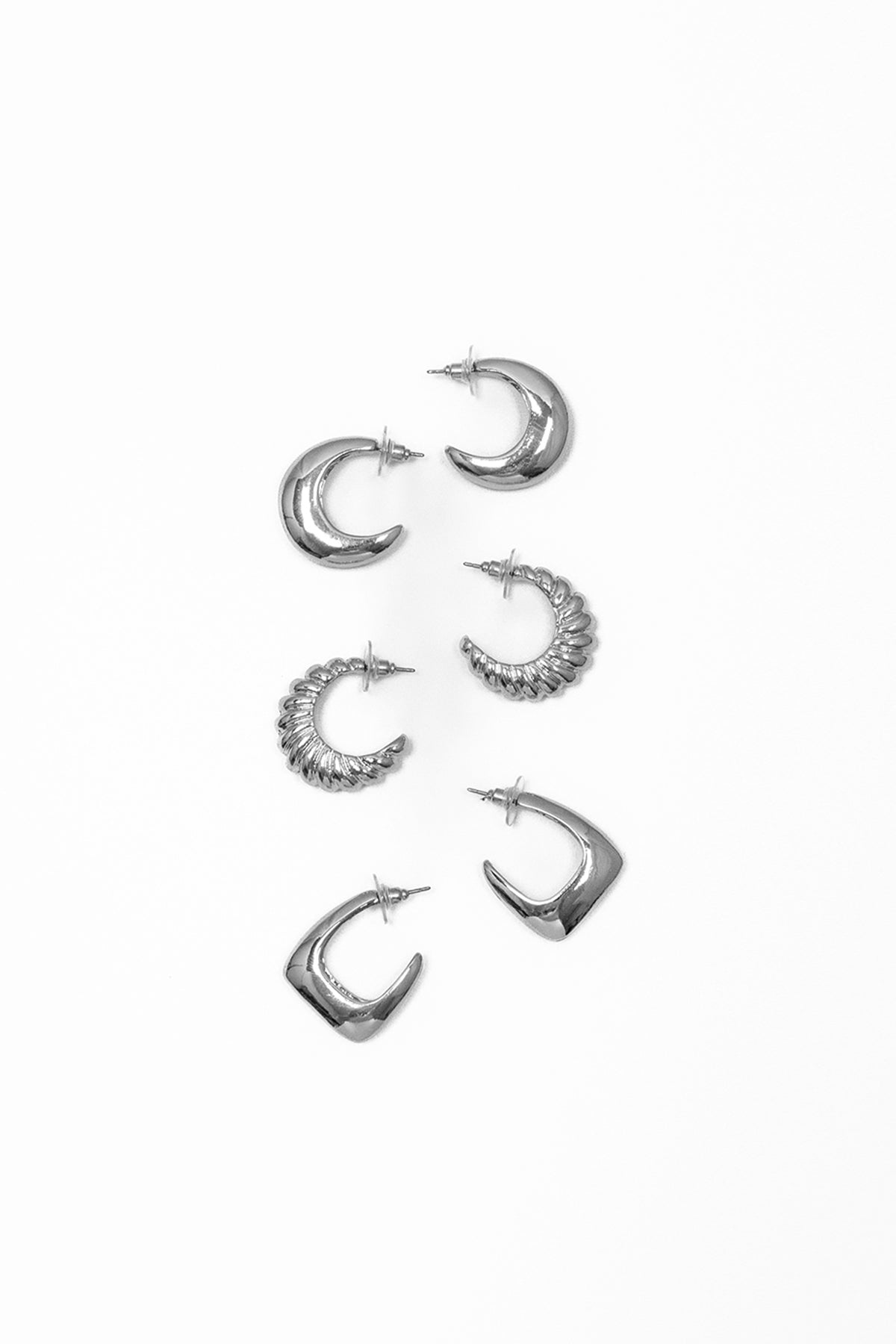 Set orecchini mezza luna|Colore:Argento