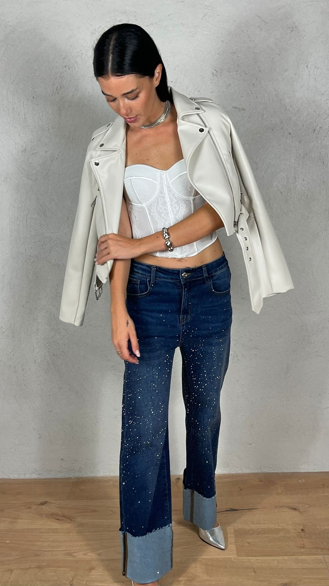 Giubbotto Biker effetto Pelle