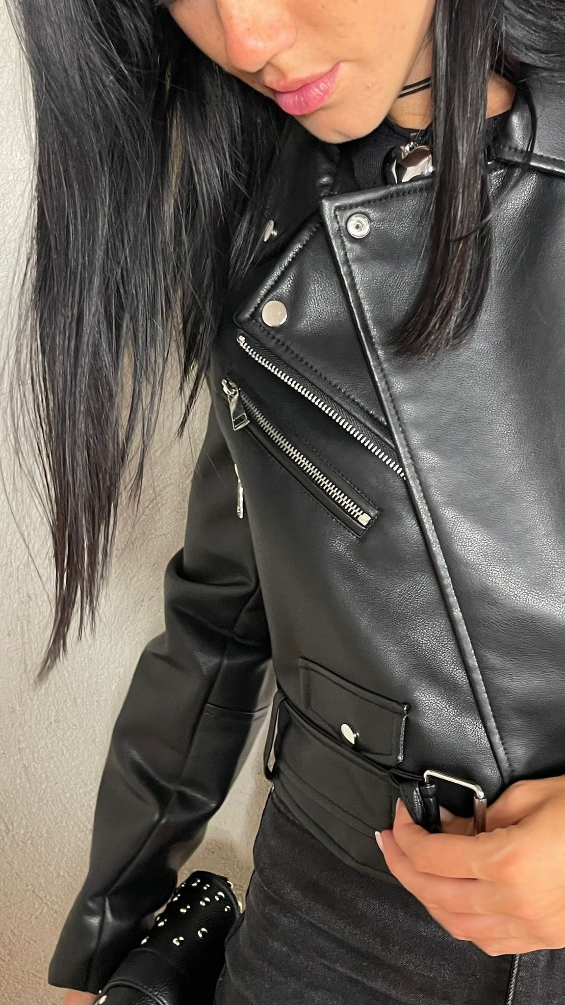 Giubbotto Biker effetto Pelle