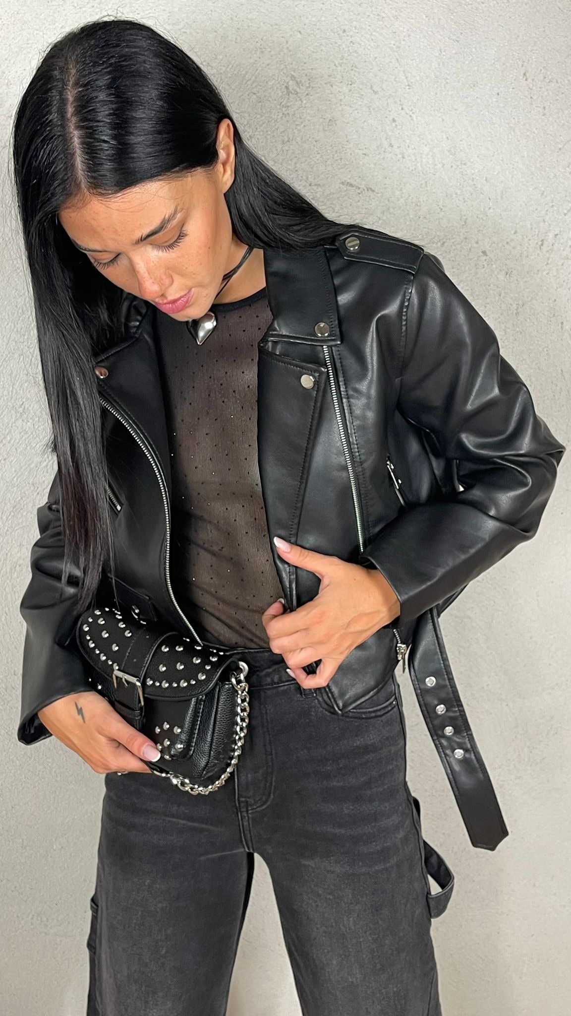 Giubbotto Biker effetto Pelle