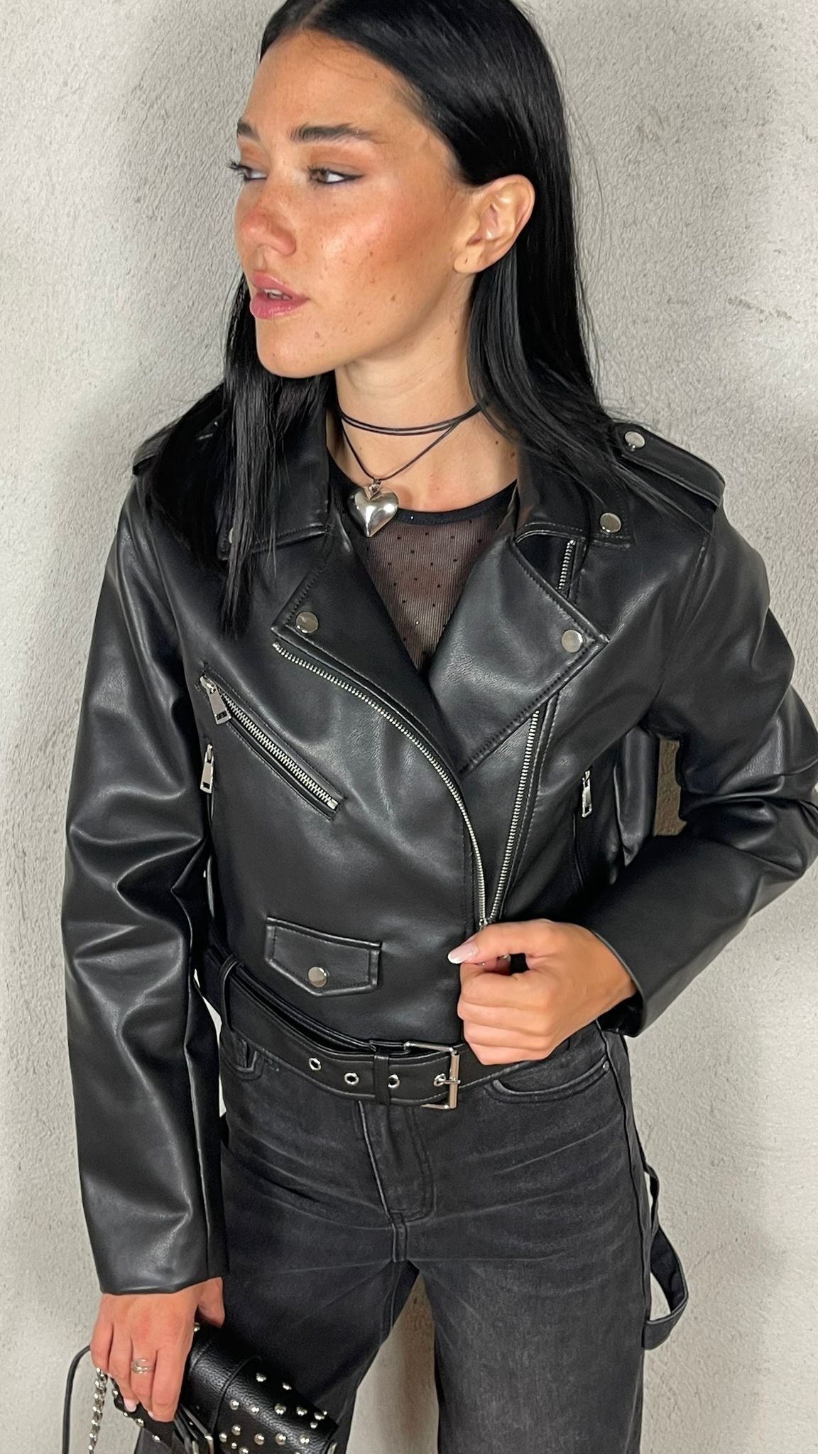 Giubbotto Biker effetto Pelle