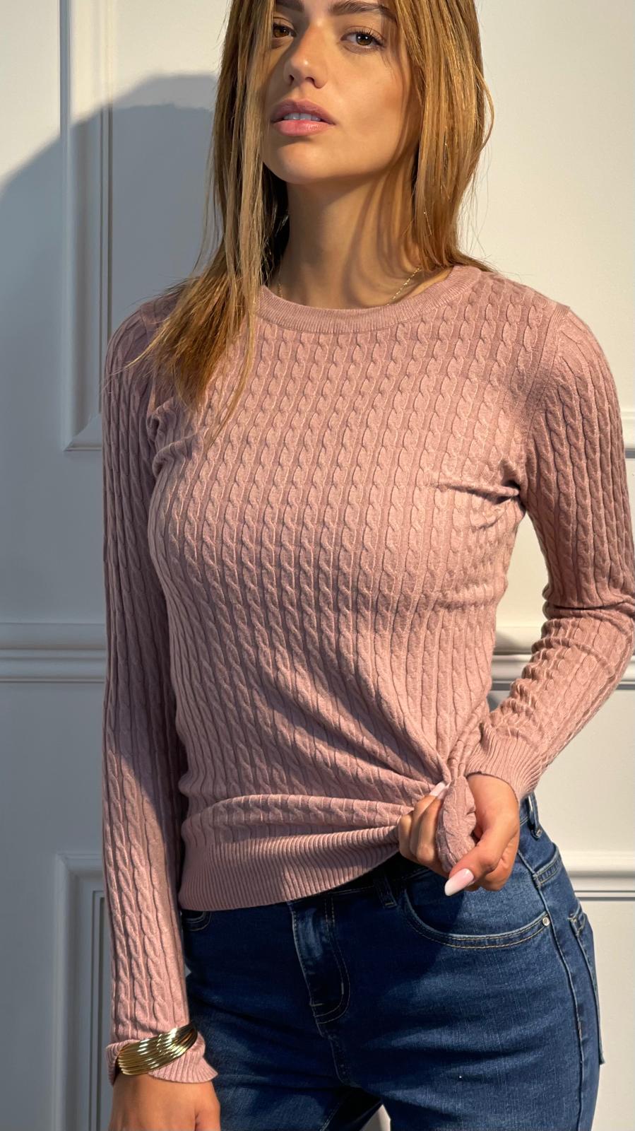 Maglia Treccia|Colore:Cioccolato