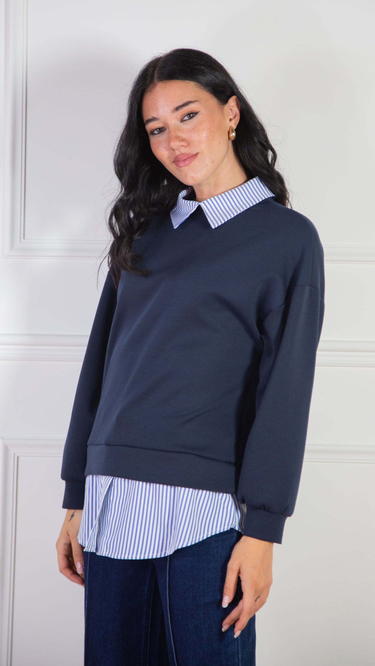 Felpa Camicia combinata