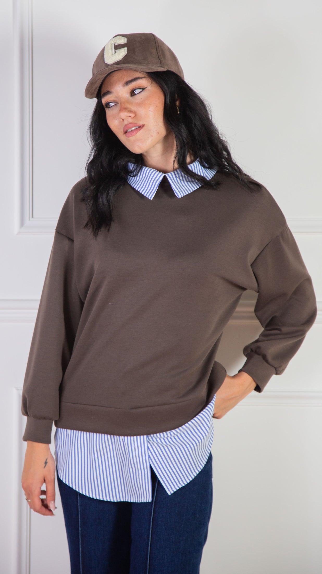 Felpa Camicia combinata