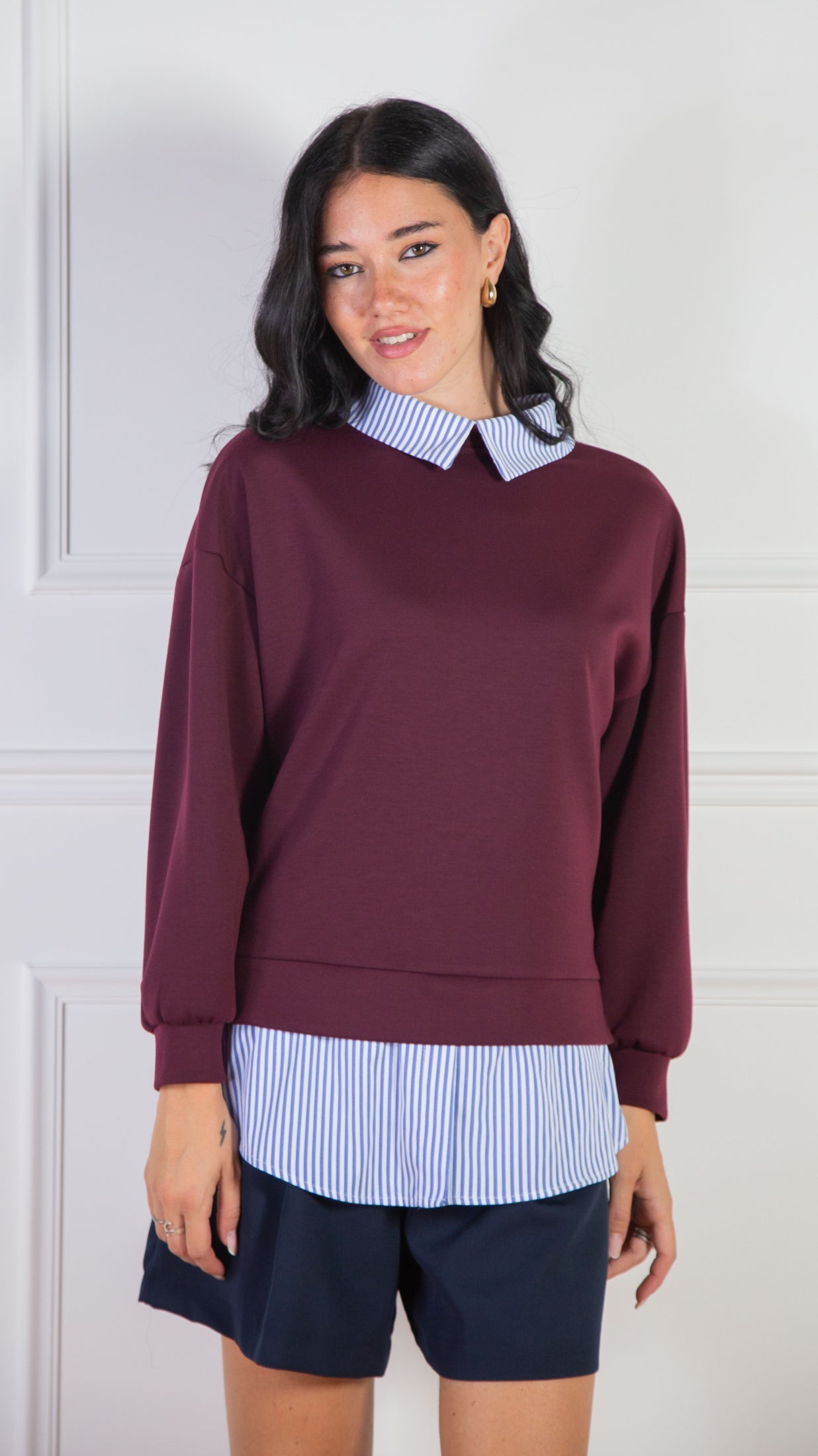 Felpa Camicia combinata