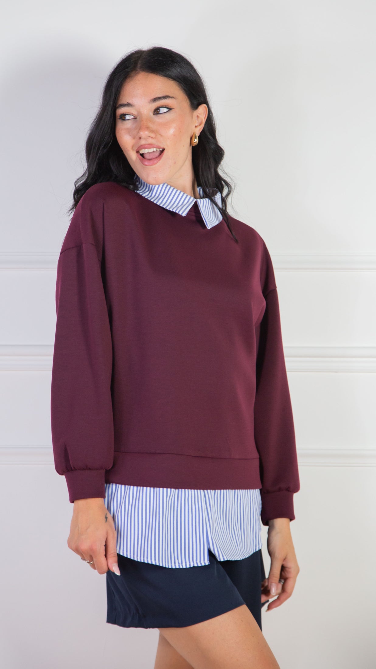 Felpa Camicia combinata