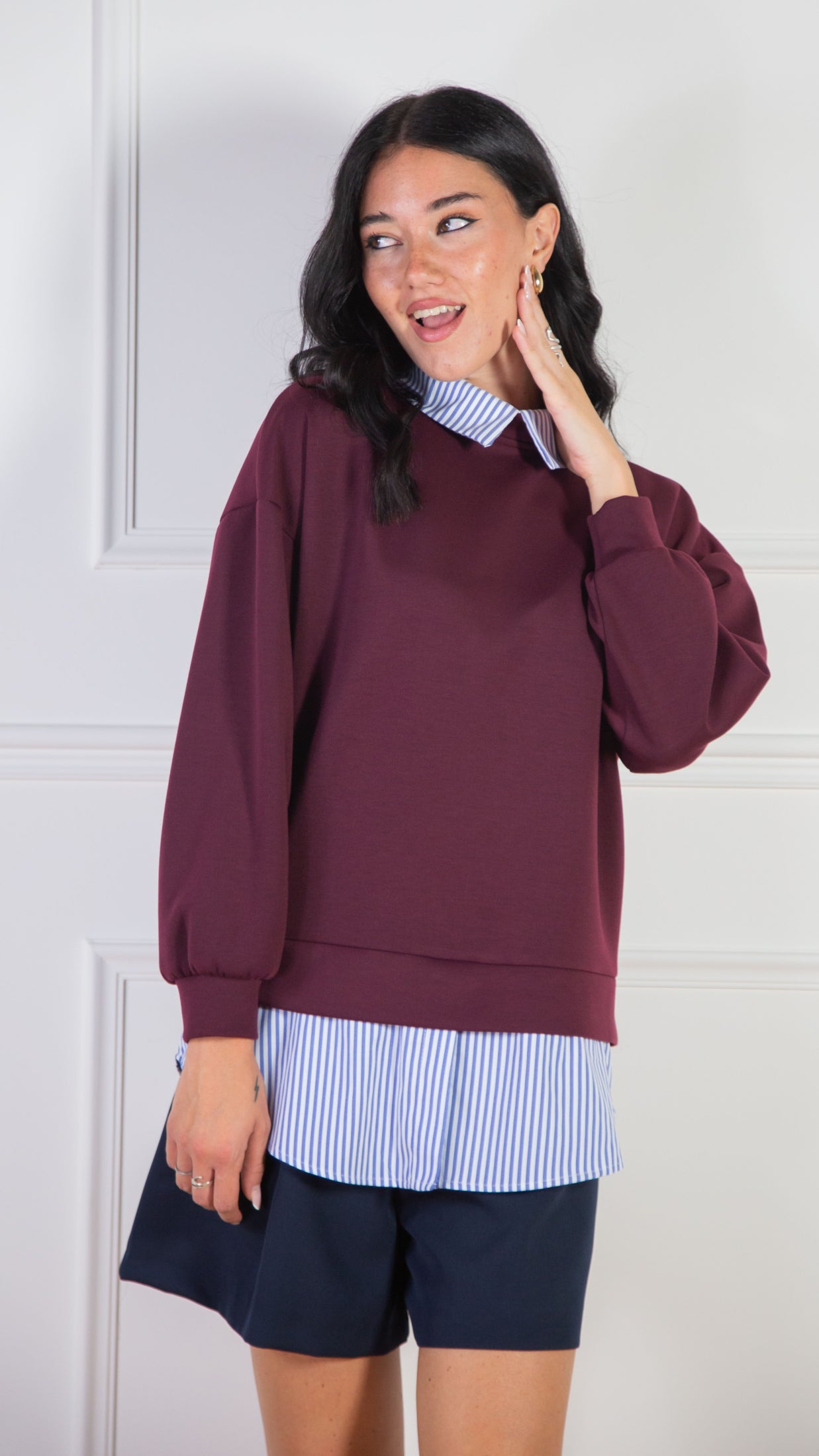 Felpa Camicia combinata