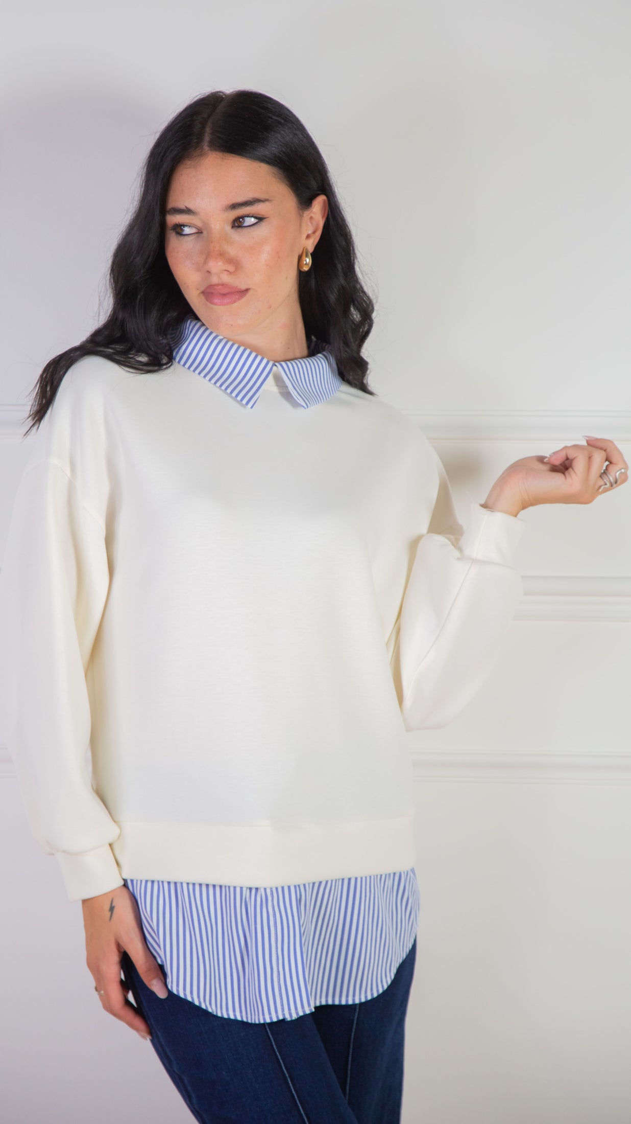 Felpa Camicia combinata