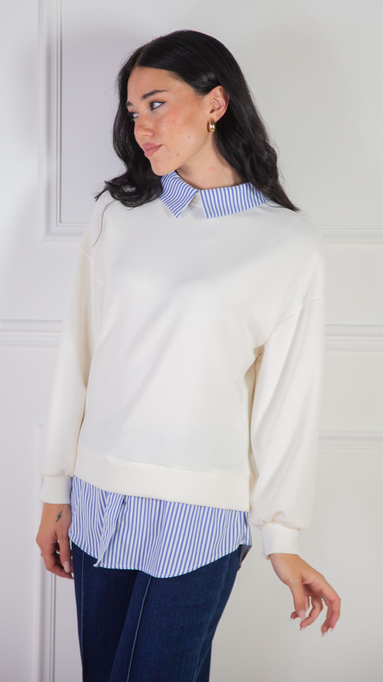 Felpa Camicia combinata