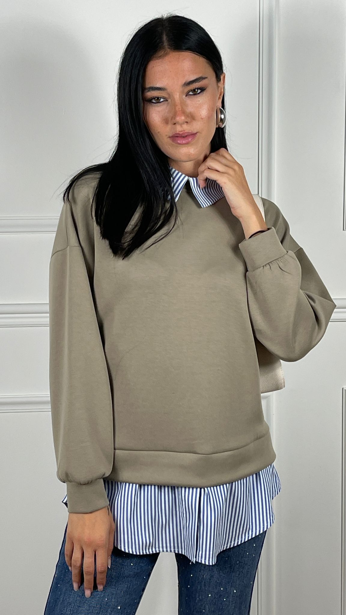 Felpa Camicia combinata