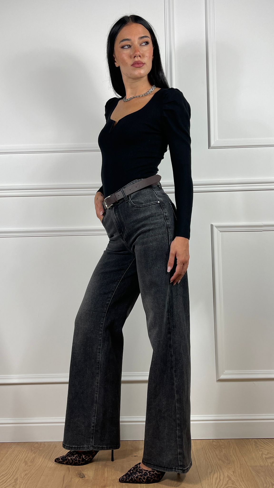 Jeans Wide leg con cintura