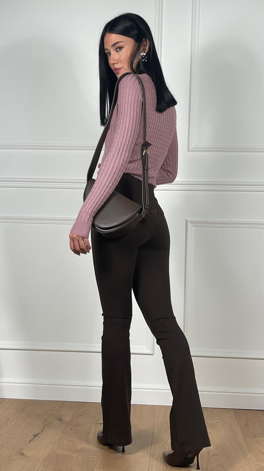 Pantalone con bottoni Strass