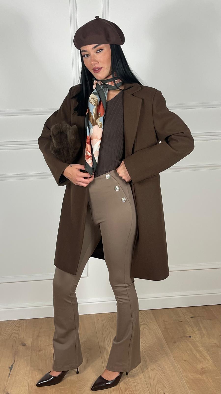 Pantalone con bottoni Strass