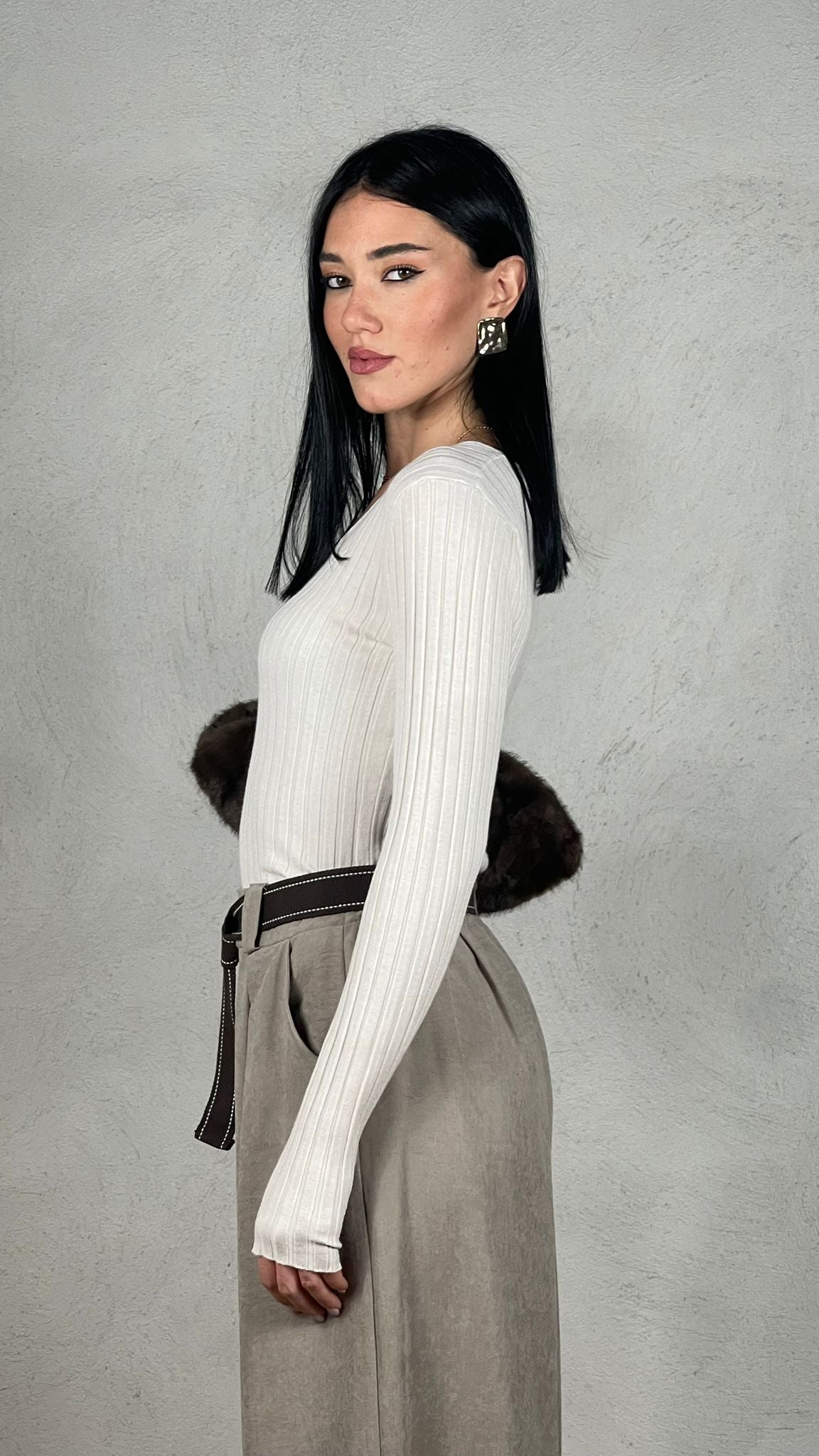 Maglia Scollo V costina