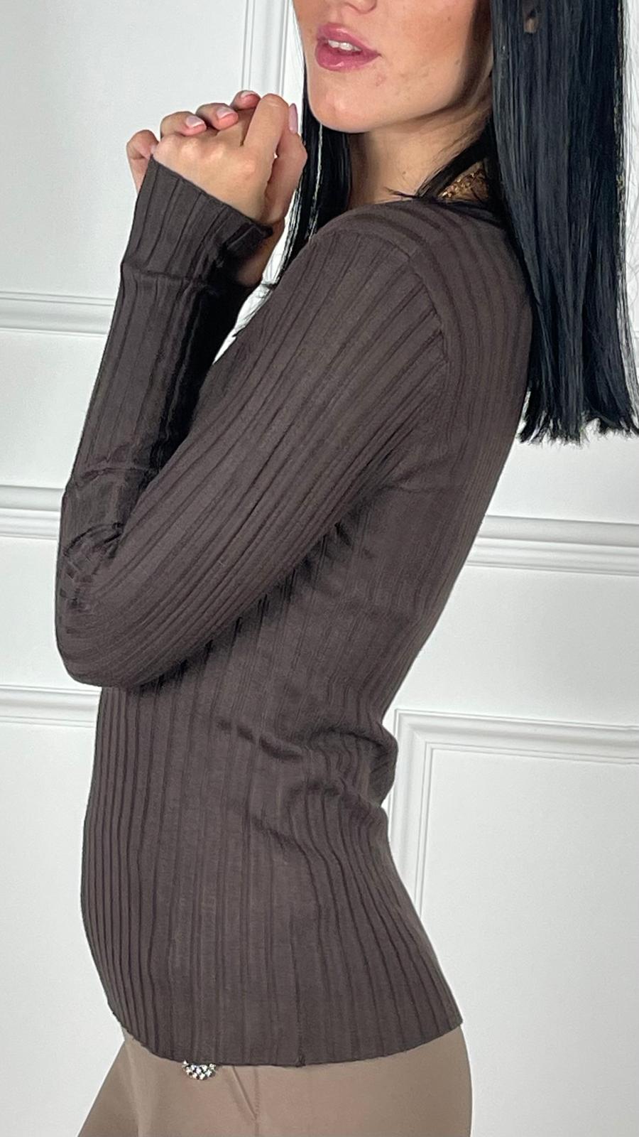 Maglia Scollo V costina