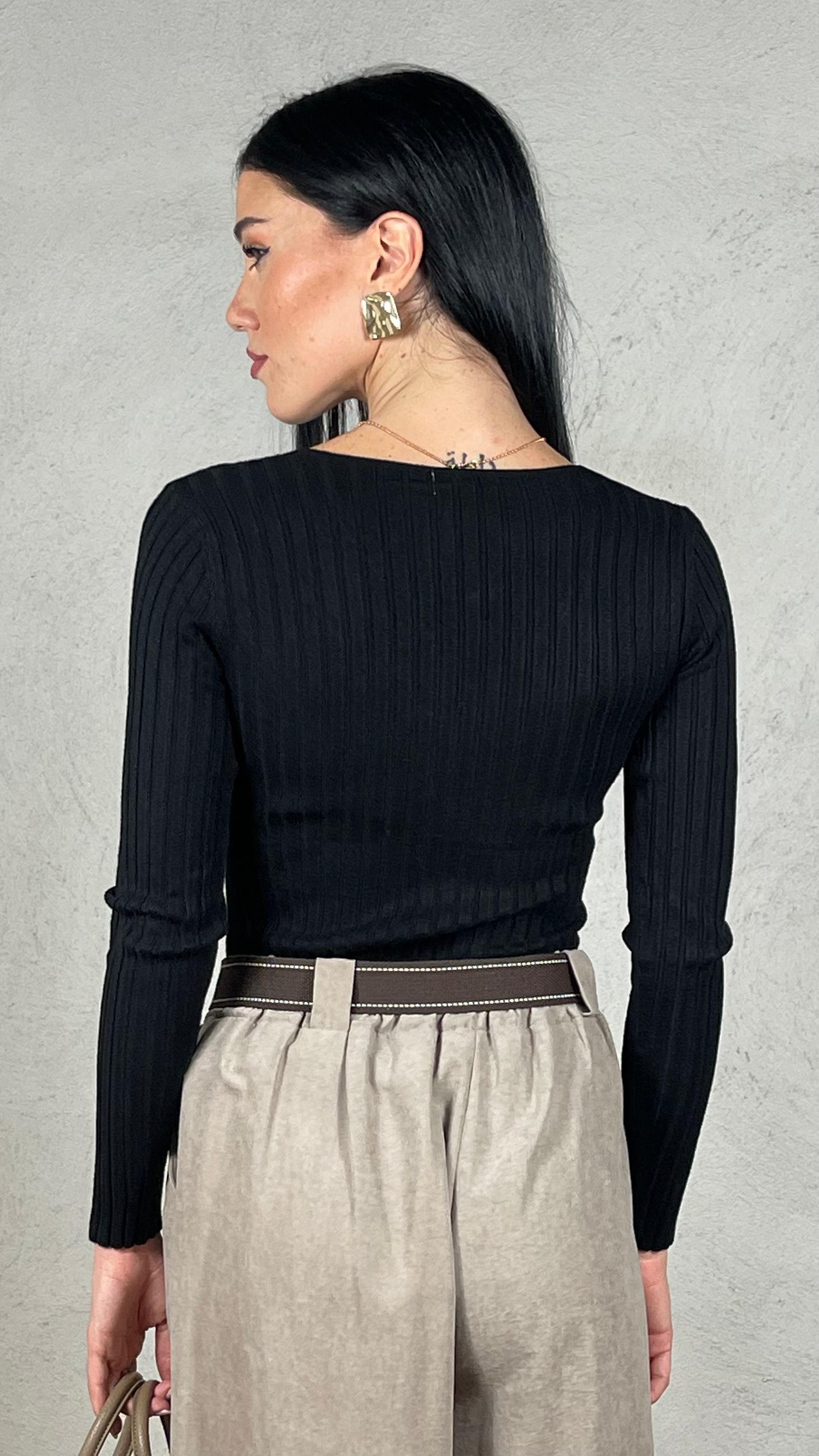 Maglia Scollo V costina