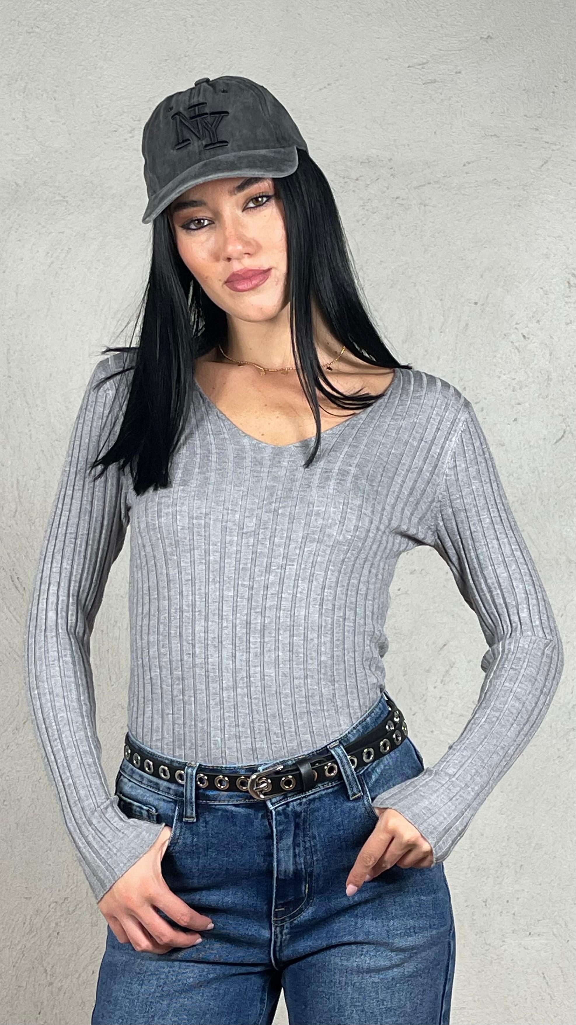 Maglia Scollo V costina