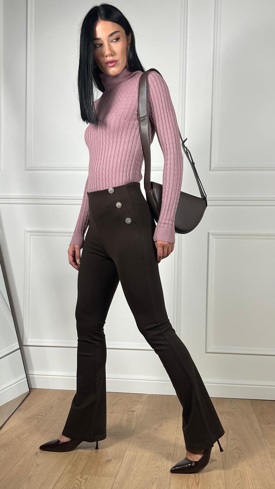 Maglia collo alto trecce