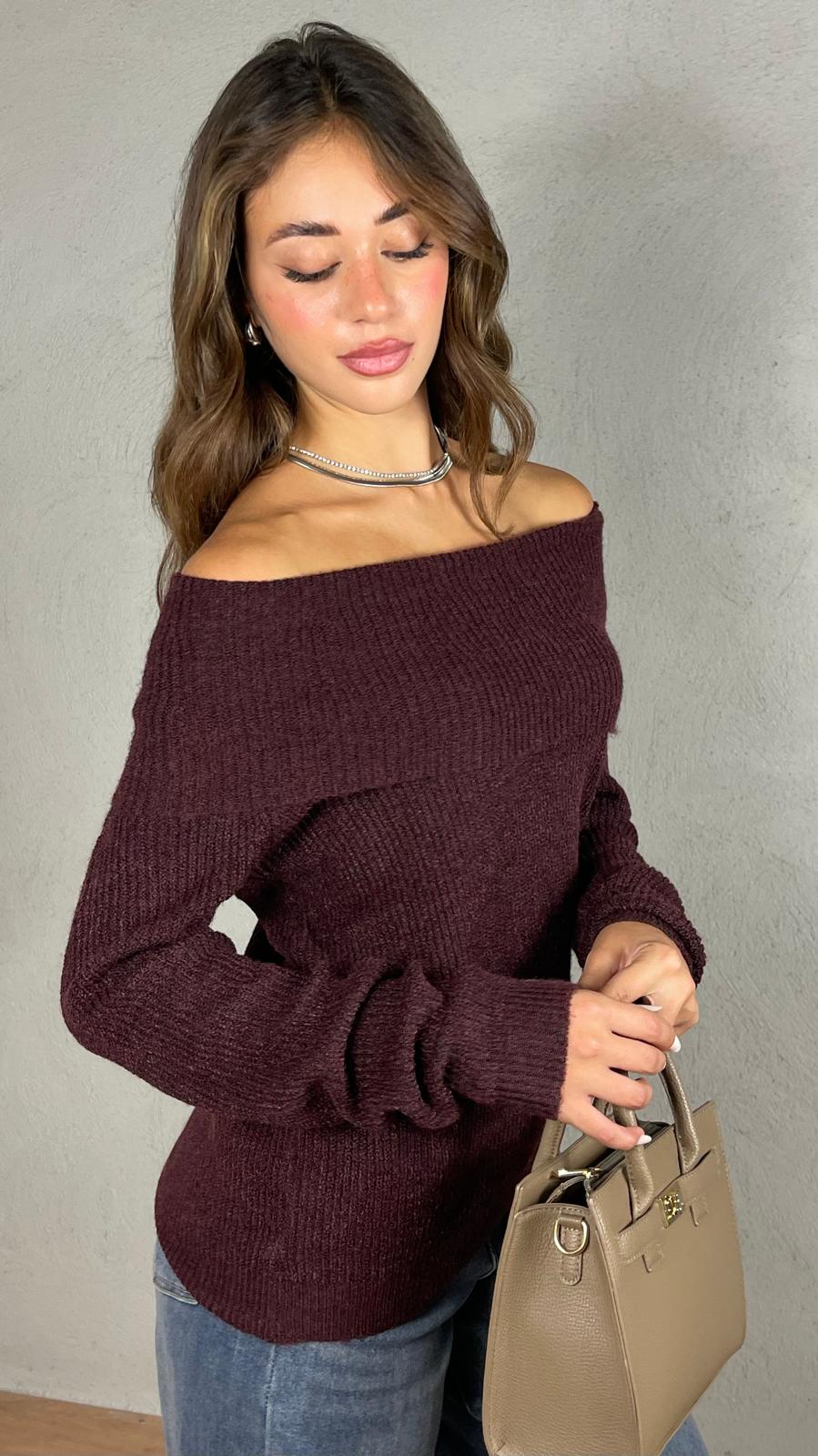 Maxi Pullover scollo a barca|Colore:Bordeaux