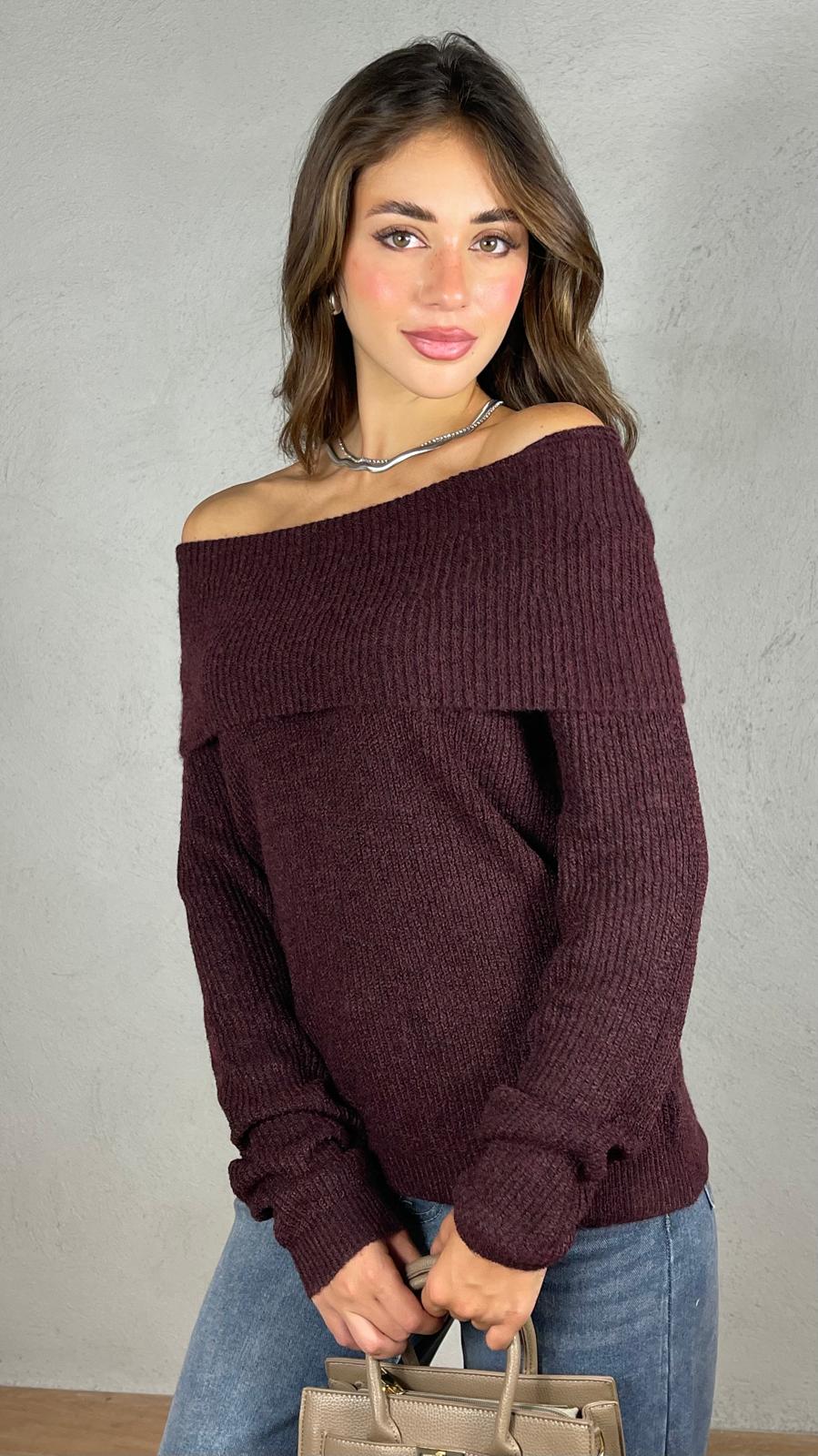Maxi Pullover scollo a barca|Colore:Bordeaux