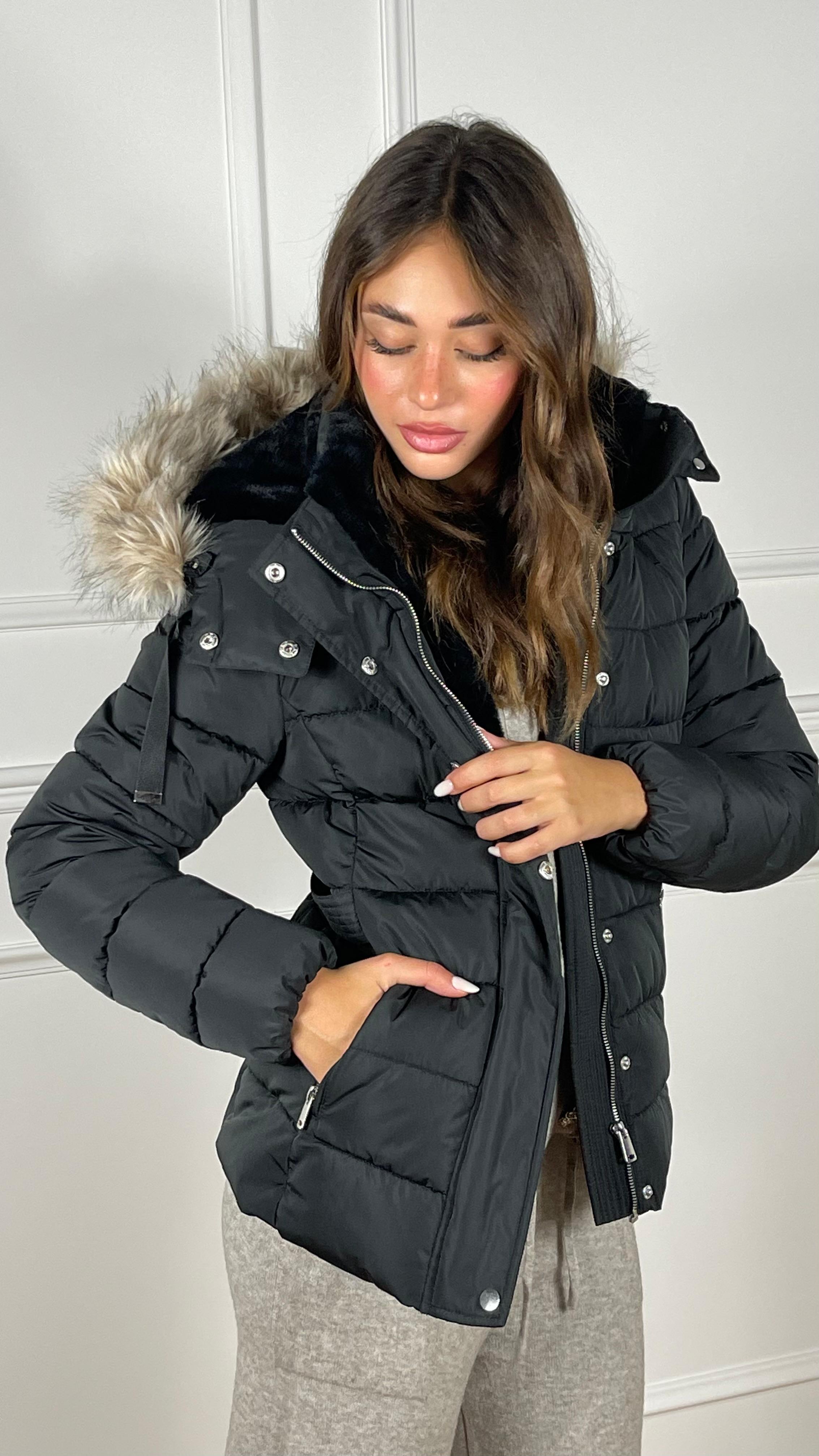 Piumino con Cappuccio effetto pelliccia