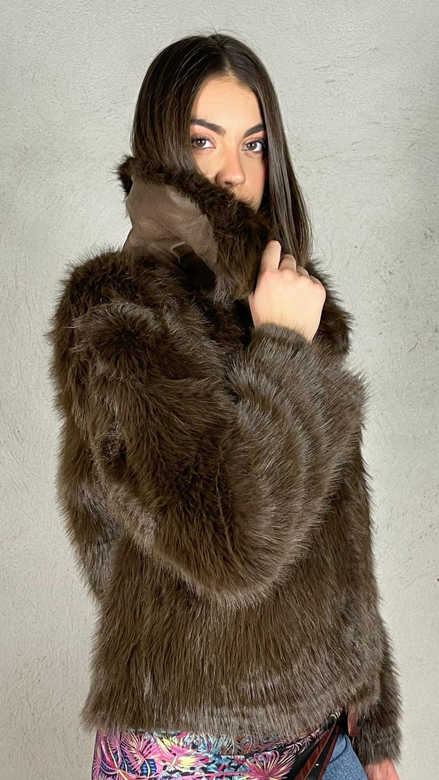 Cappotto corto Effetto Pelliccia