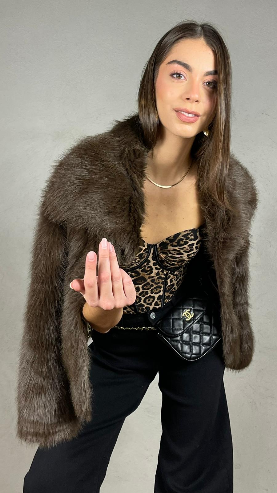 Cappotto corto Effetto Pelliccia