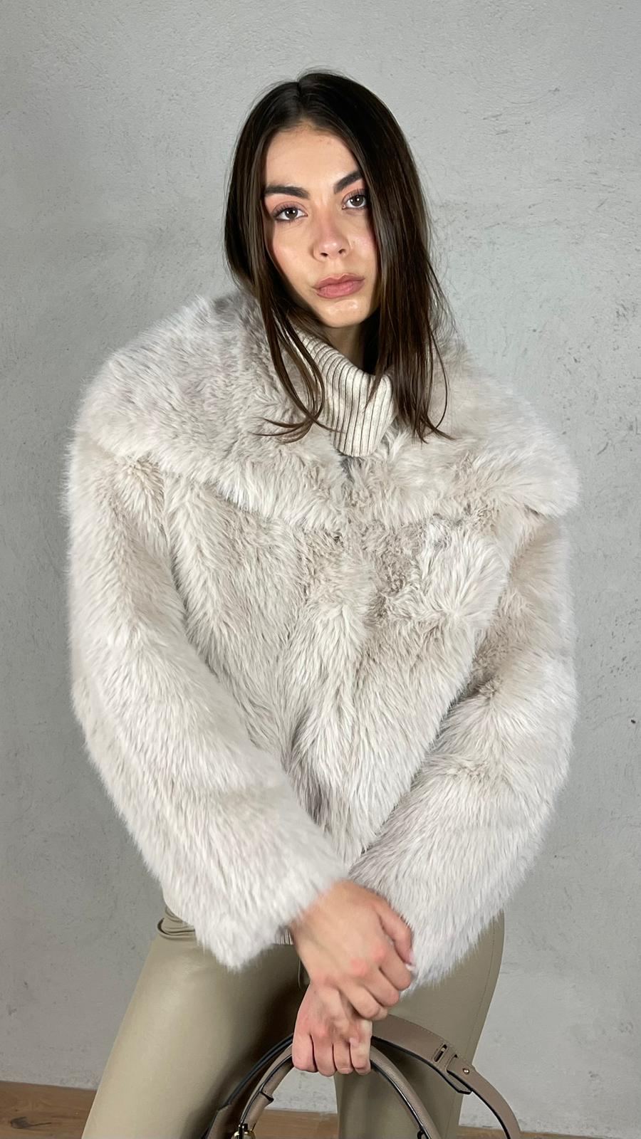 Cappotto corto Effetto Pelliccia