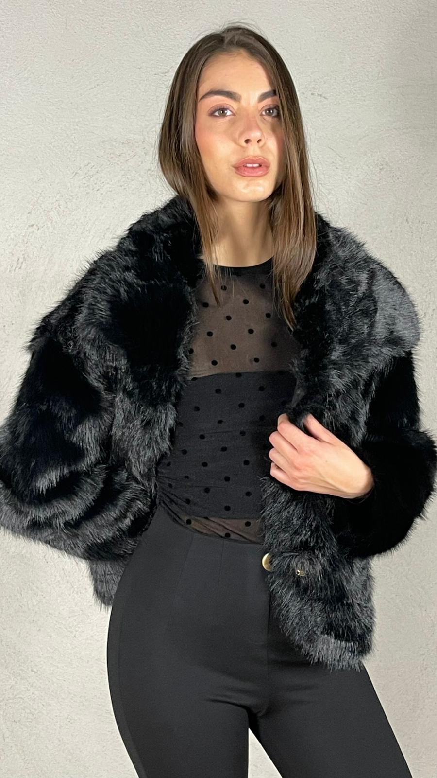 Cappotto corto Effetto Pelliccia
