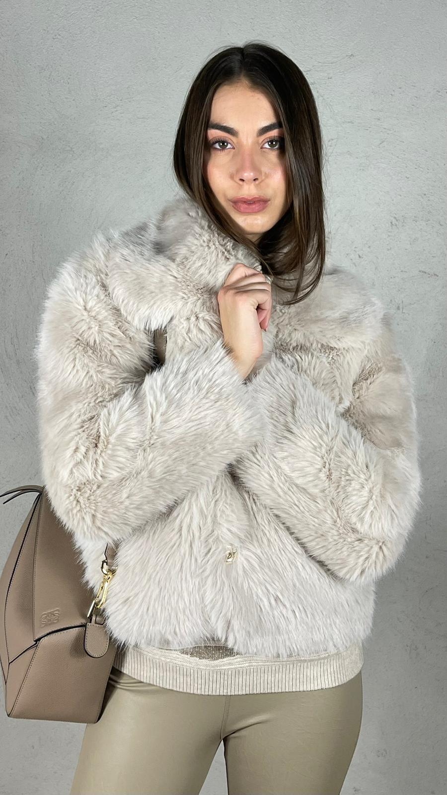 Cappotto corto Effetto Pelliccia