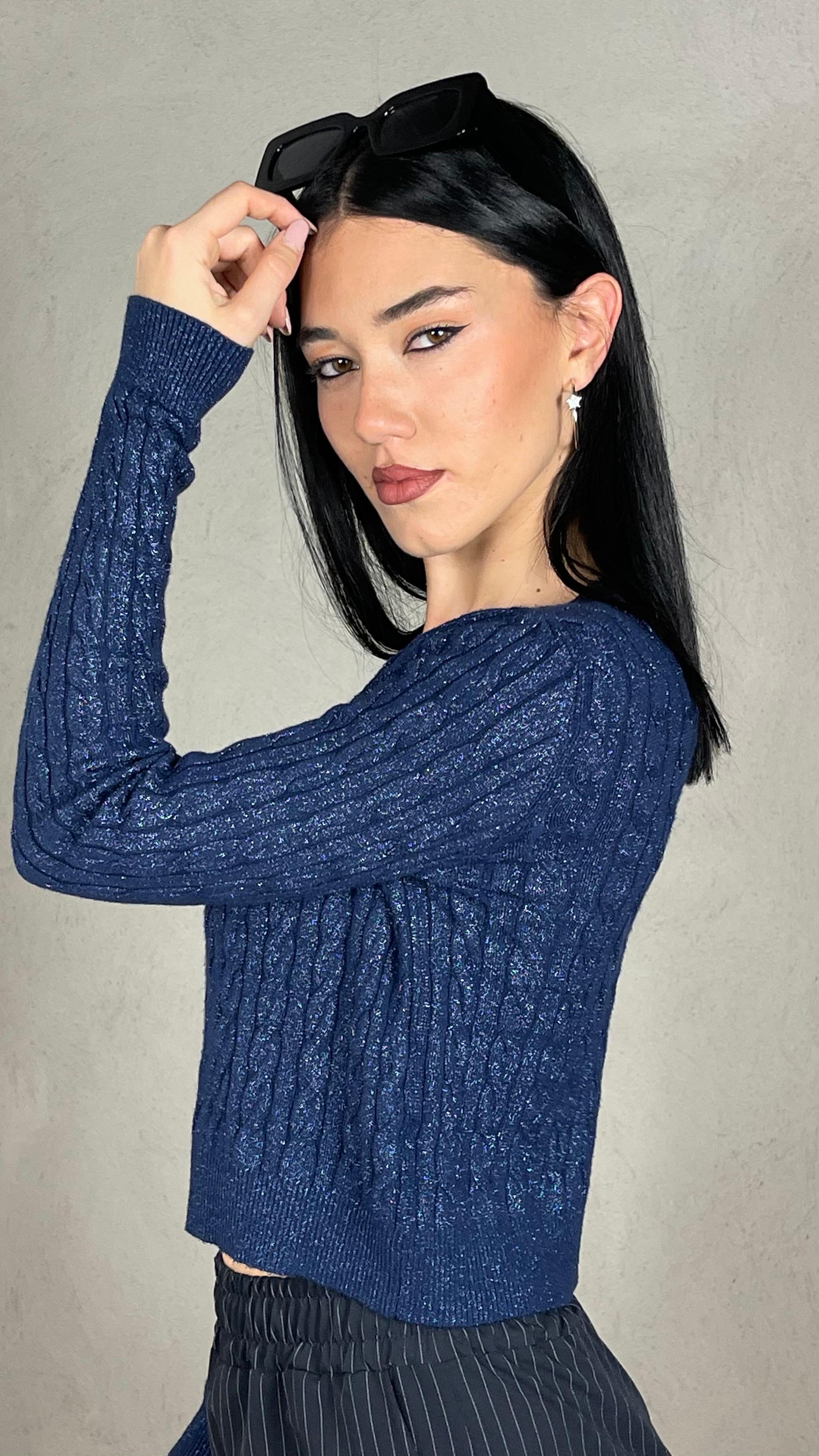 Cardigan trecce lurex