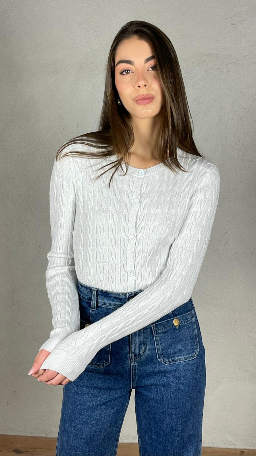 Cardigan trecce lurex