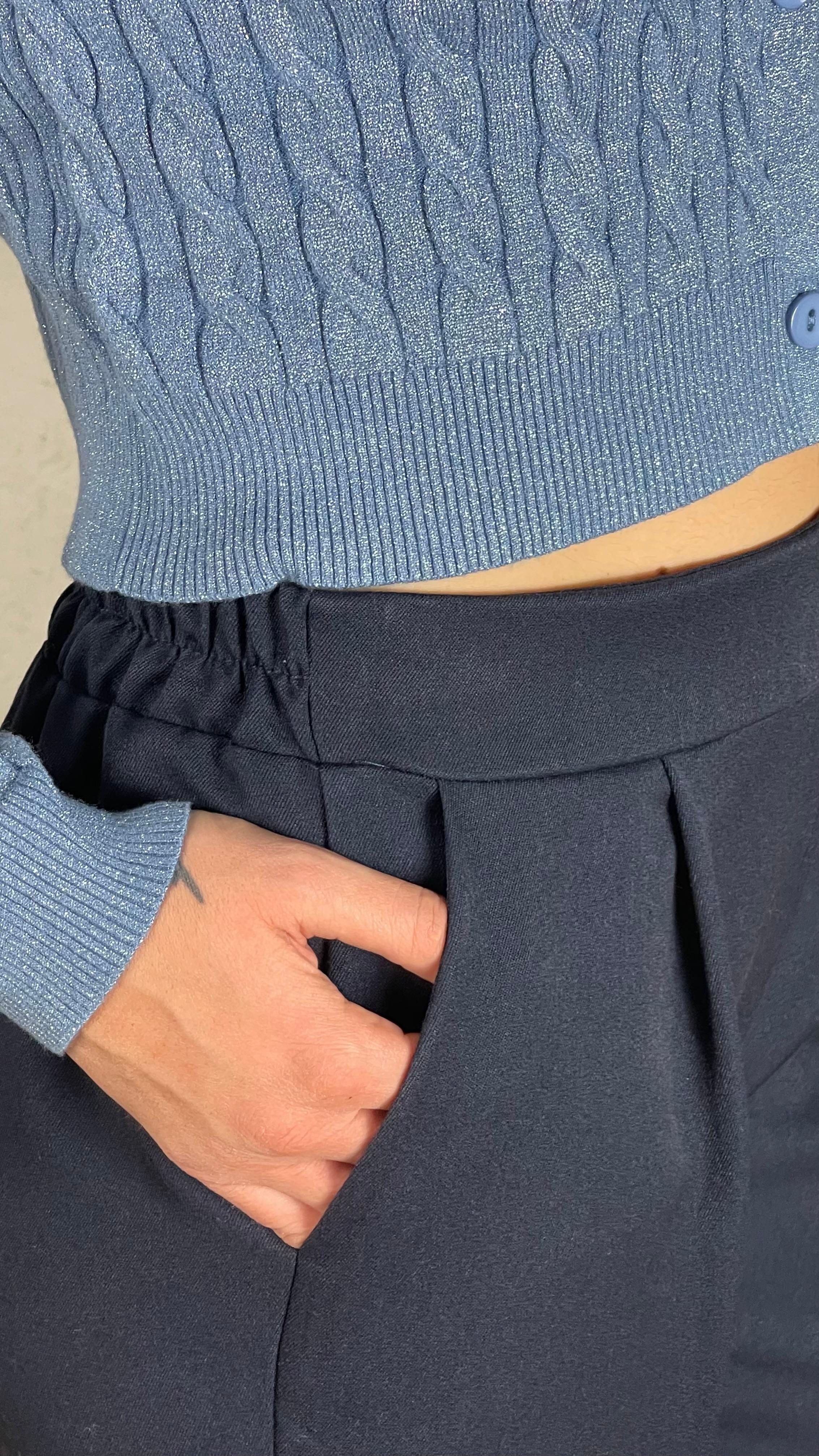 Pantalone a sigaretta con risvolto