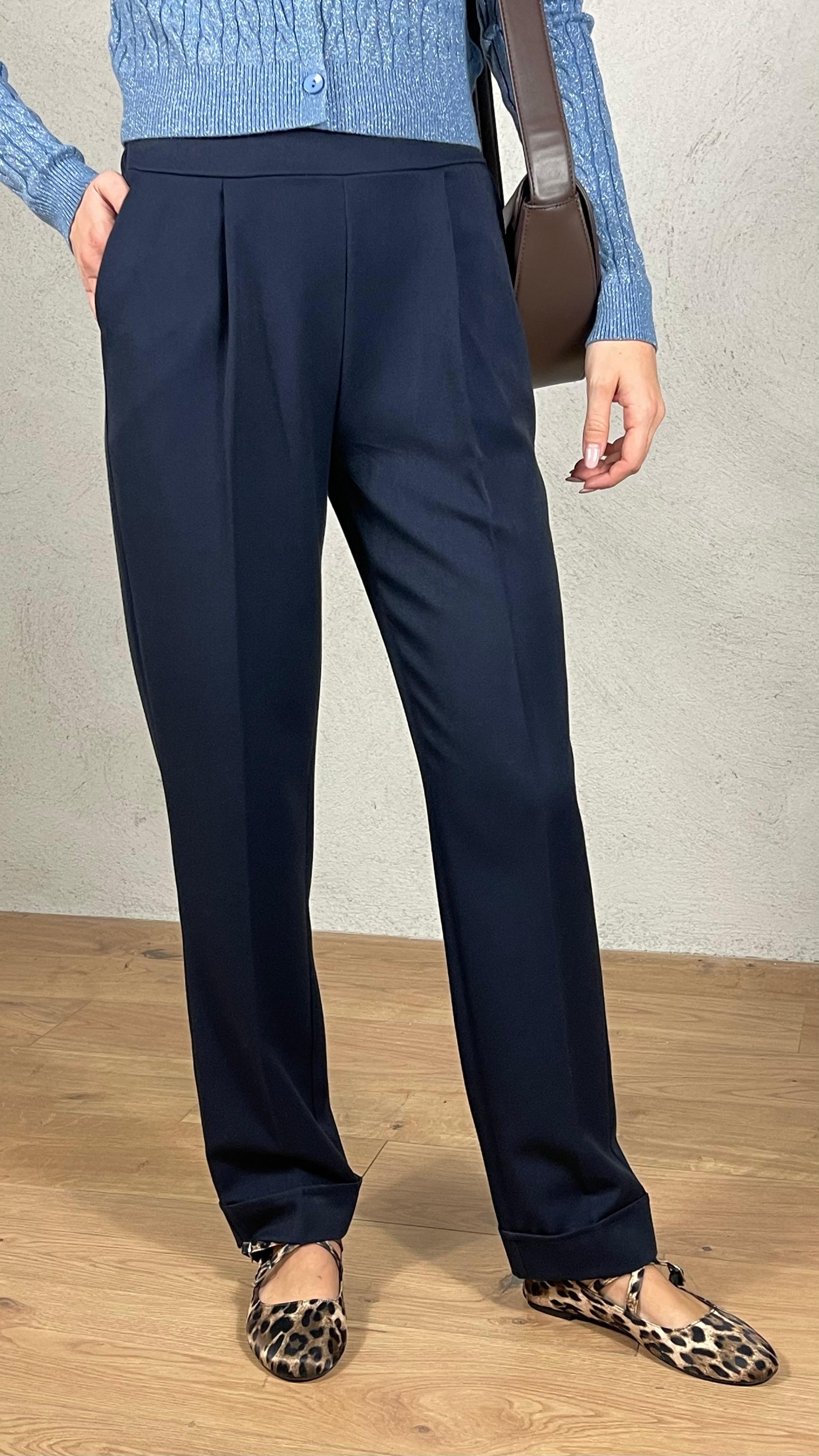 Pantalone a sigaretta con risvolto