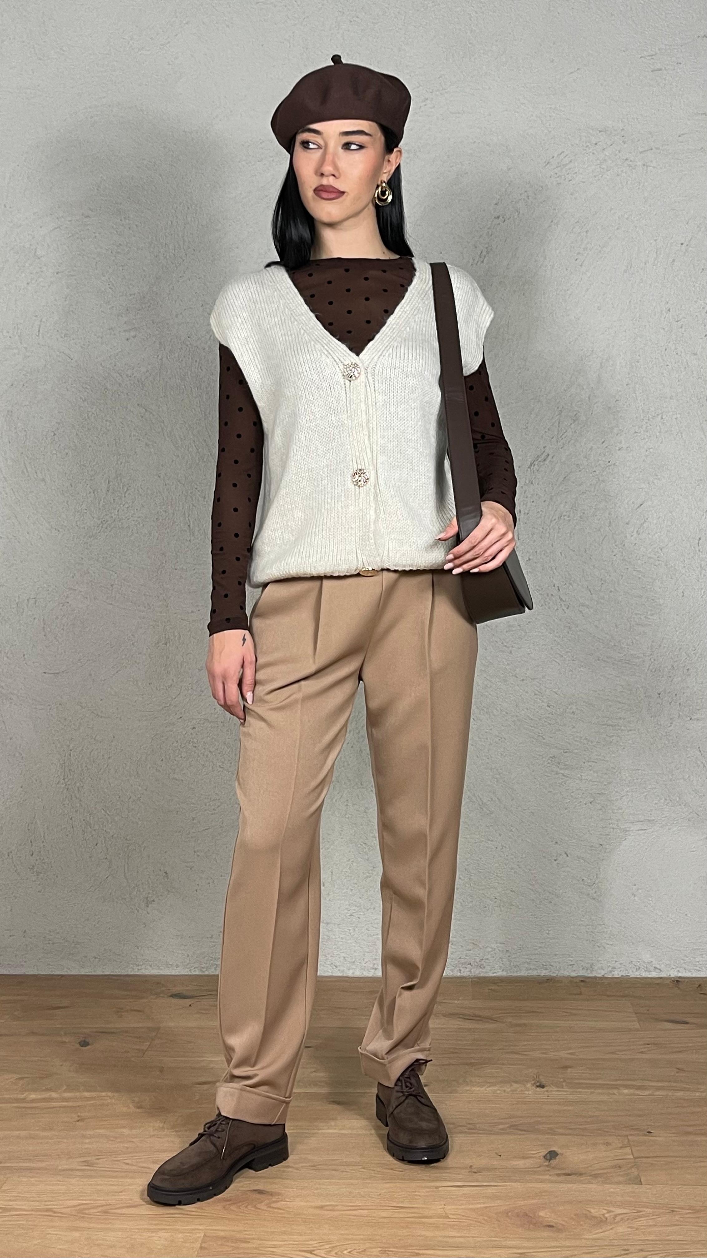 Pantalone a sigaretta con risvolto