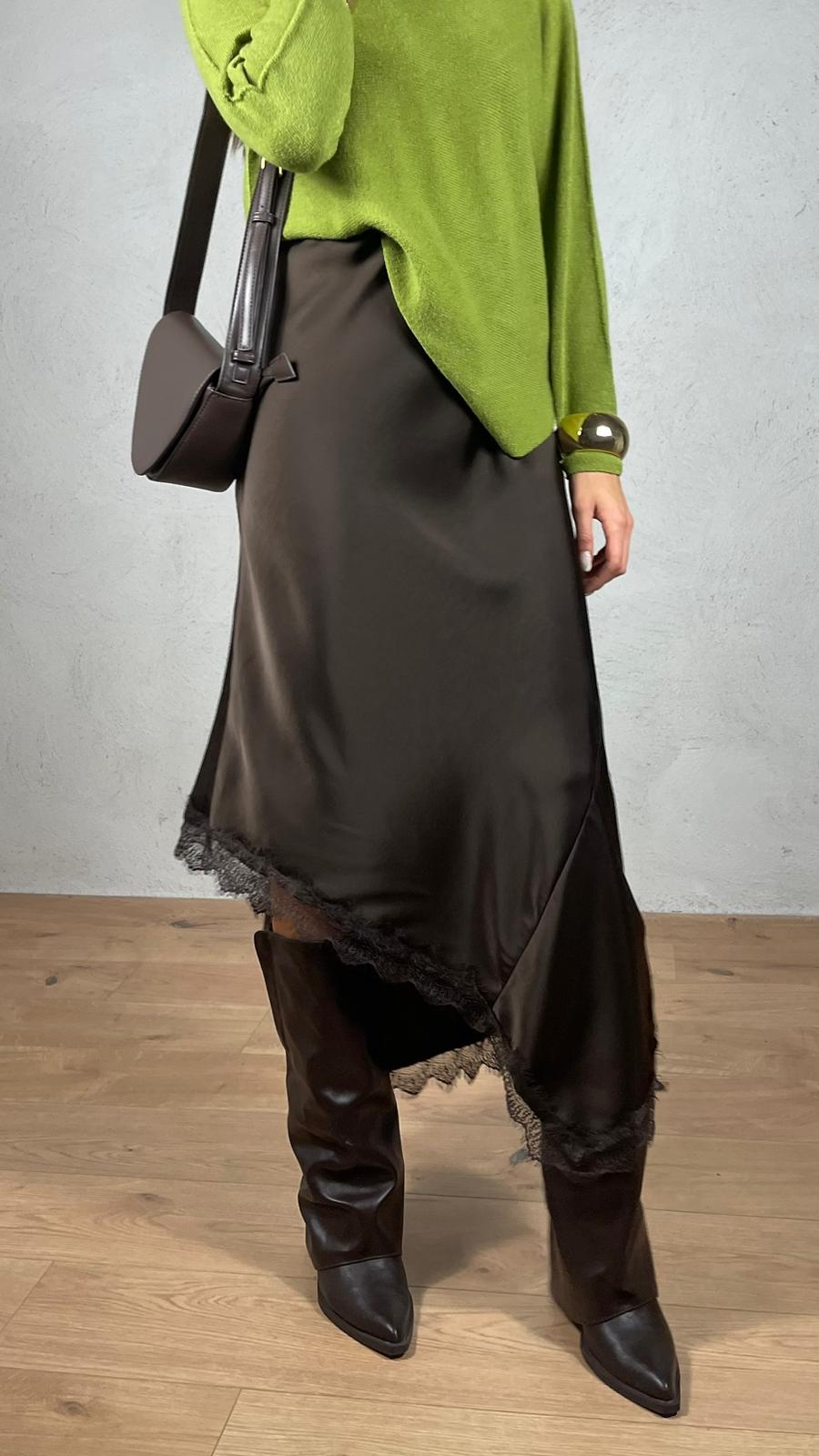 Gonna satin asimmetrica