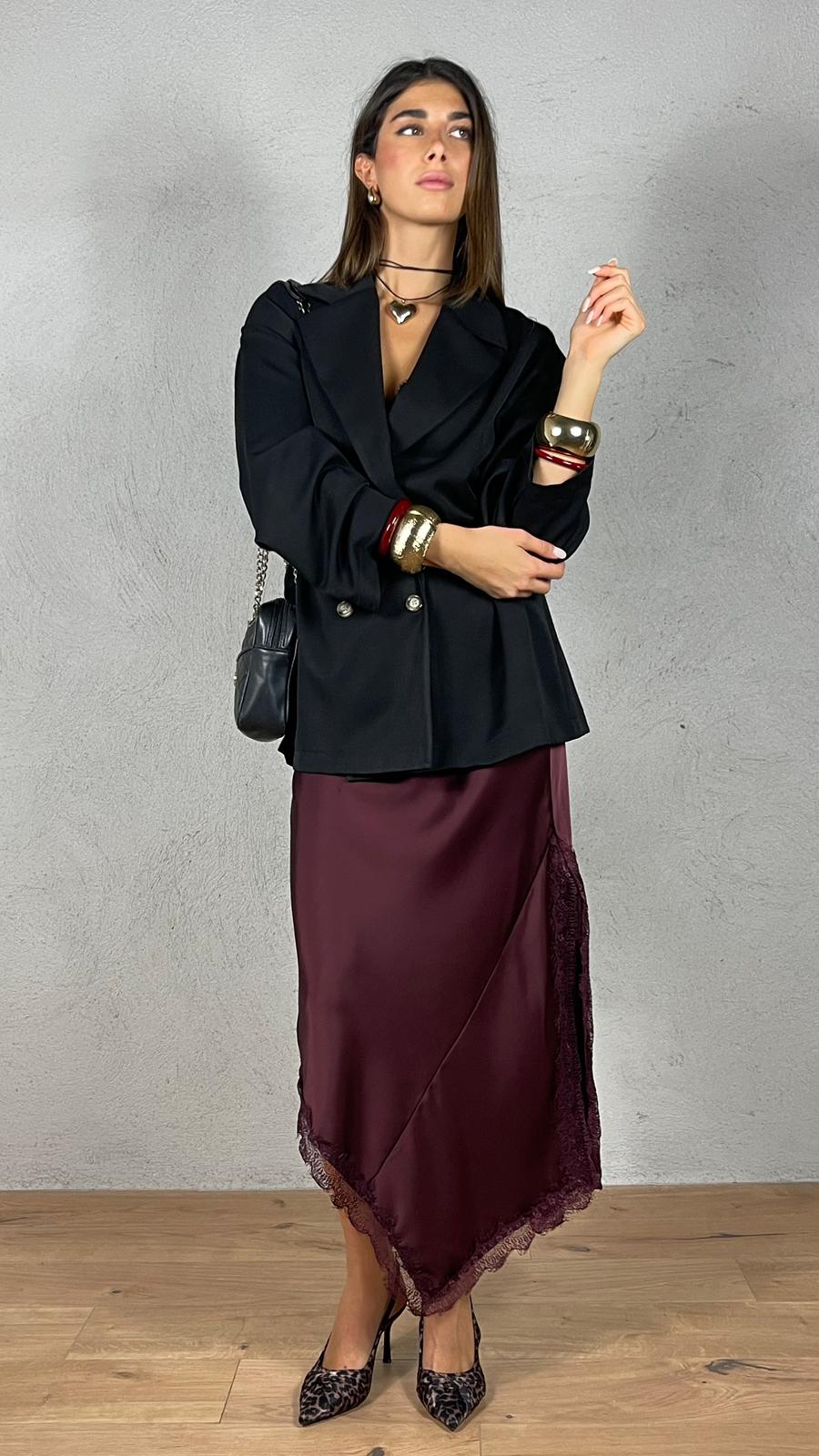 Gonna satin asimmetrica