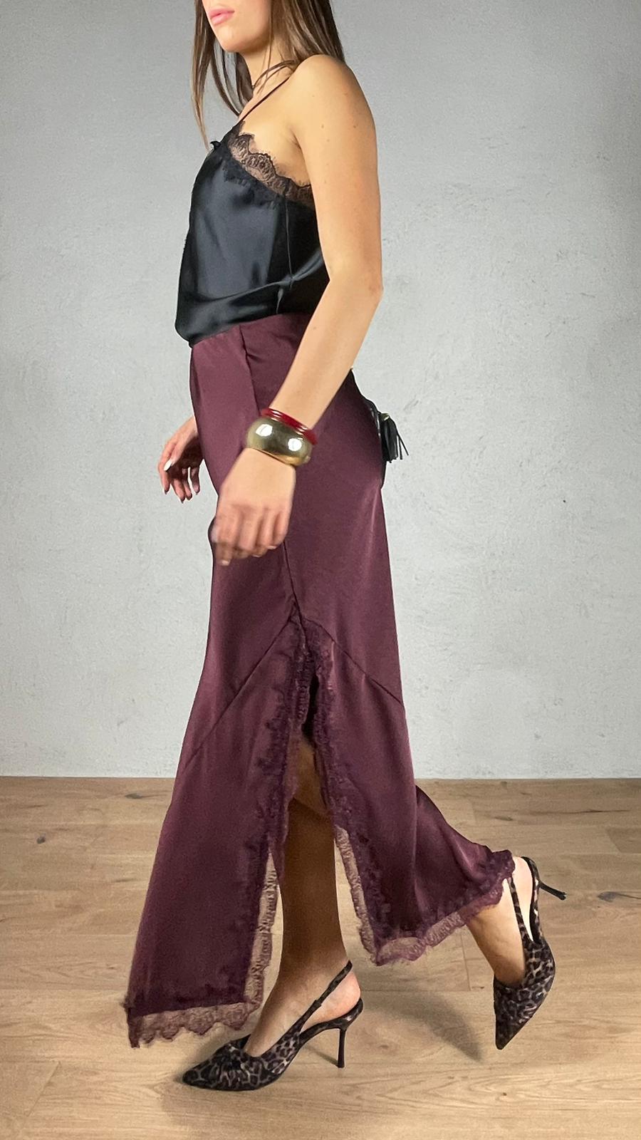 Gonna satin asimmetrica