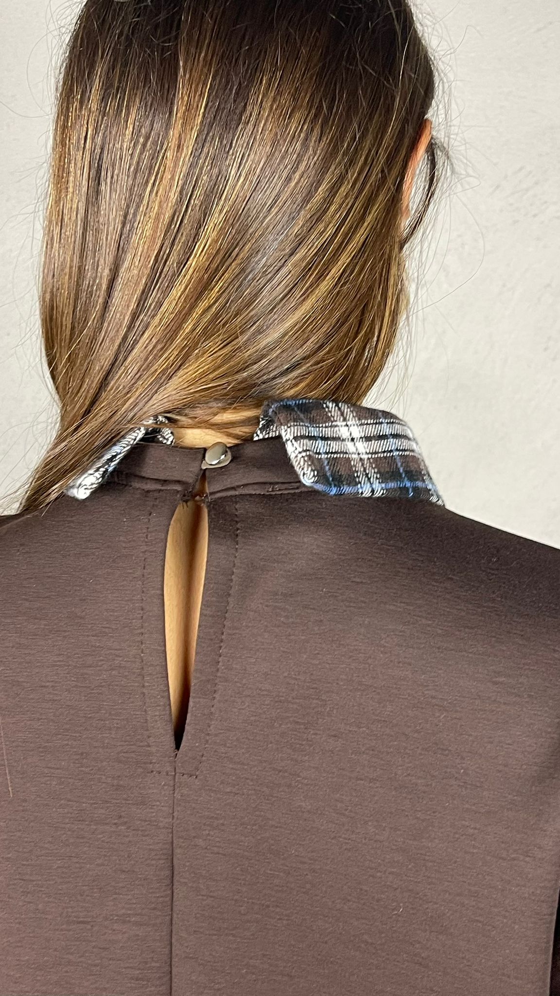 Felpa con inserti camicia Vichy