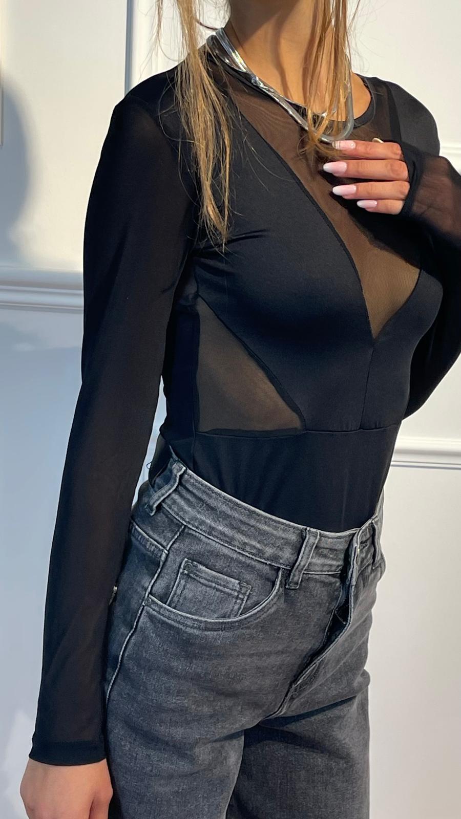 Body con inserti velati