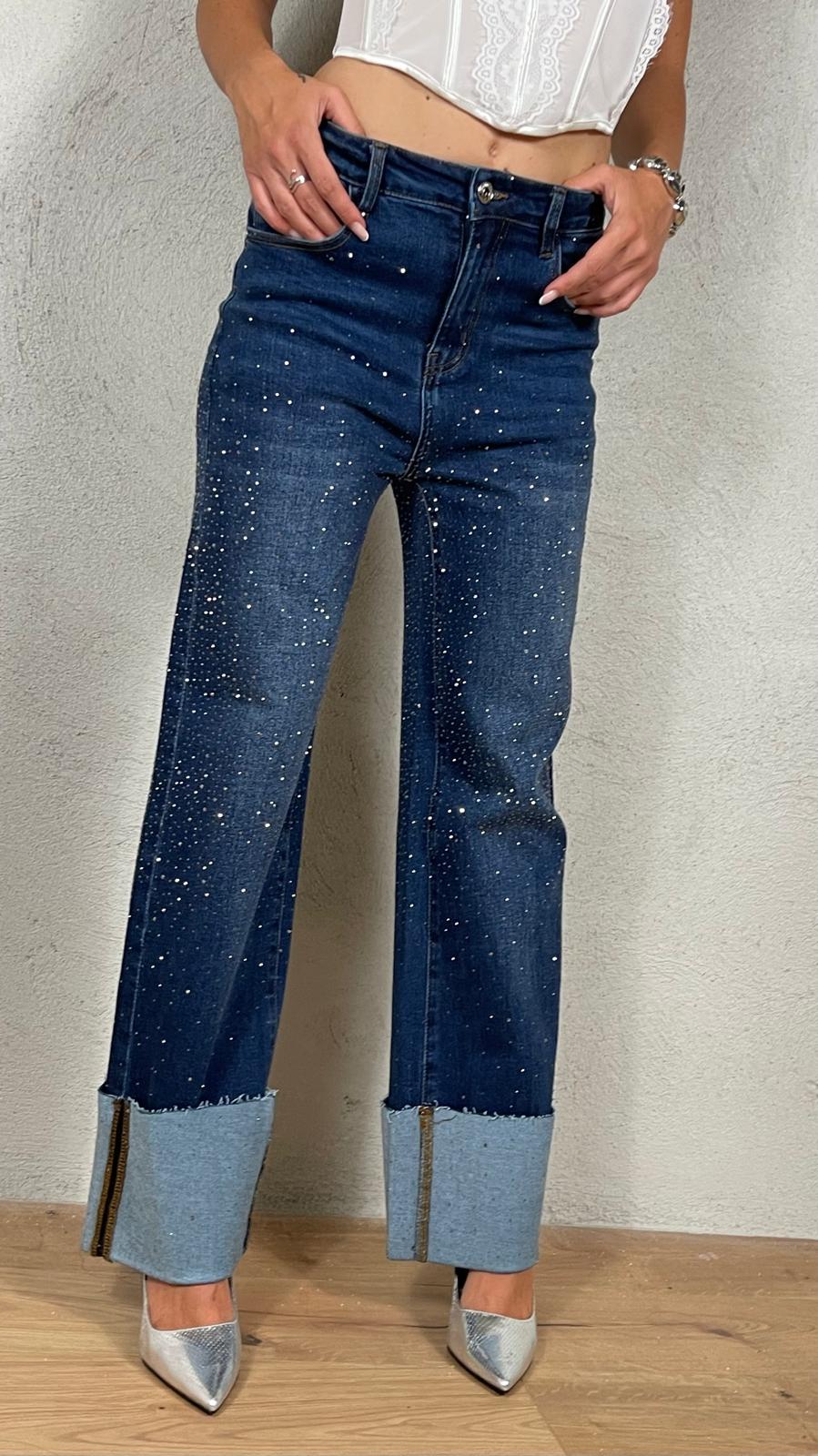 JEANS MAX PIEGONE CON STRASS