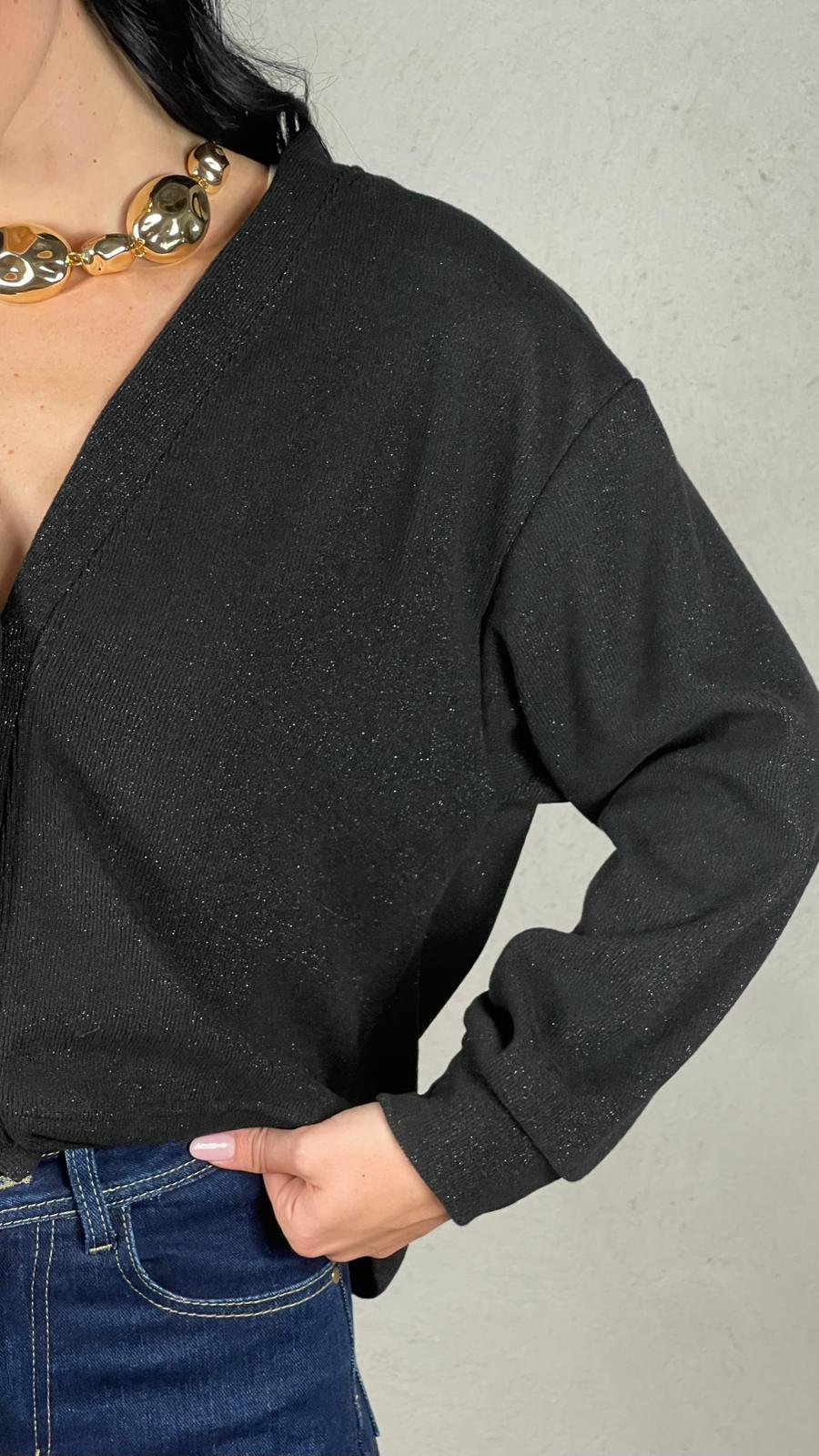 Cardigan bottone fiore oro