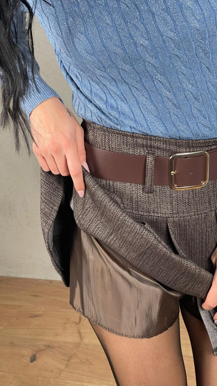 Gonna con cintura melange