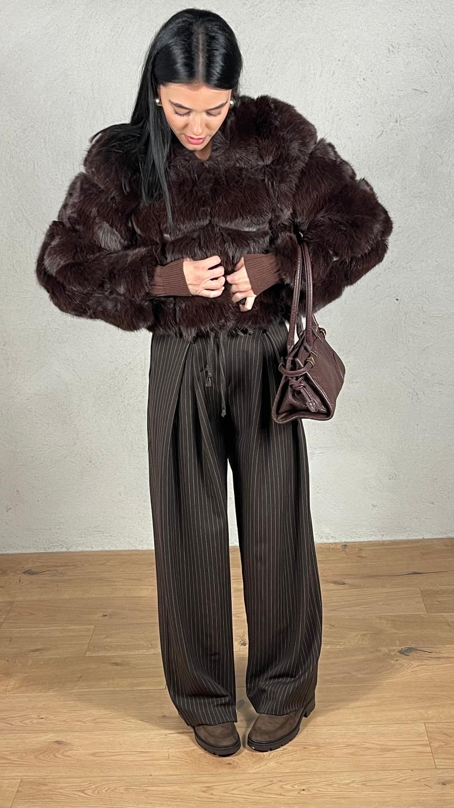 Giacca corta effetto pelliccia