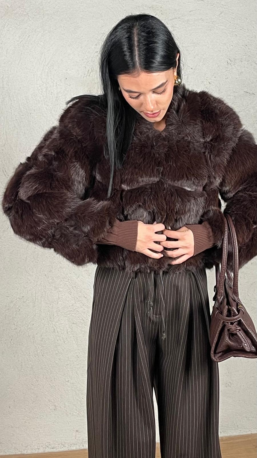 Giacca corta effetto pelliccia