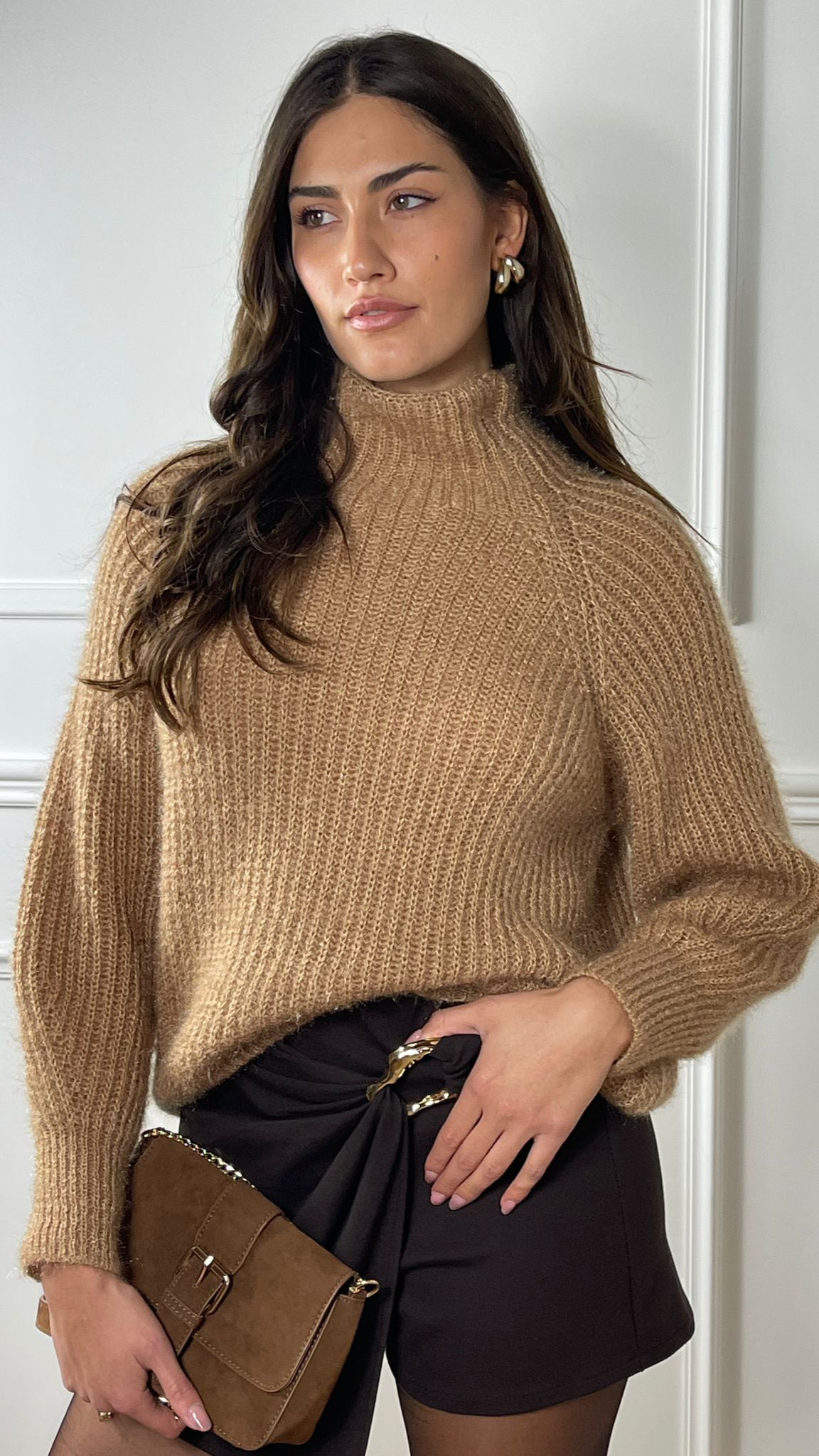 Pullover effetto Mohair collo lupetto